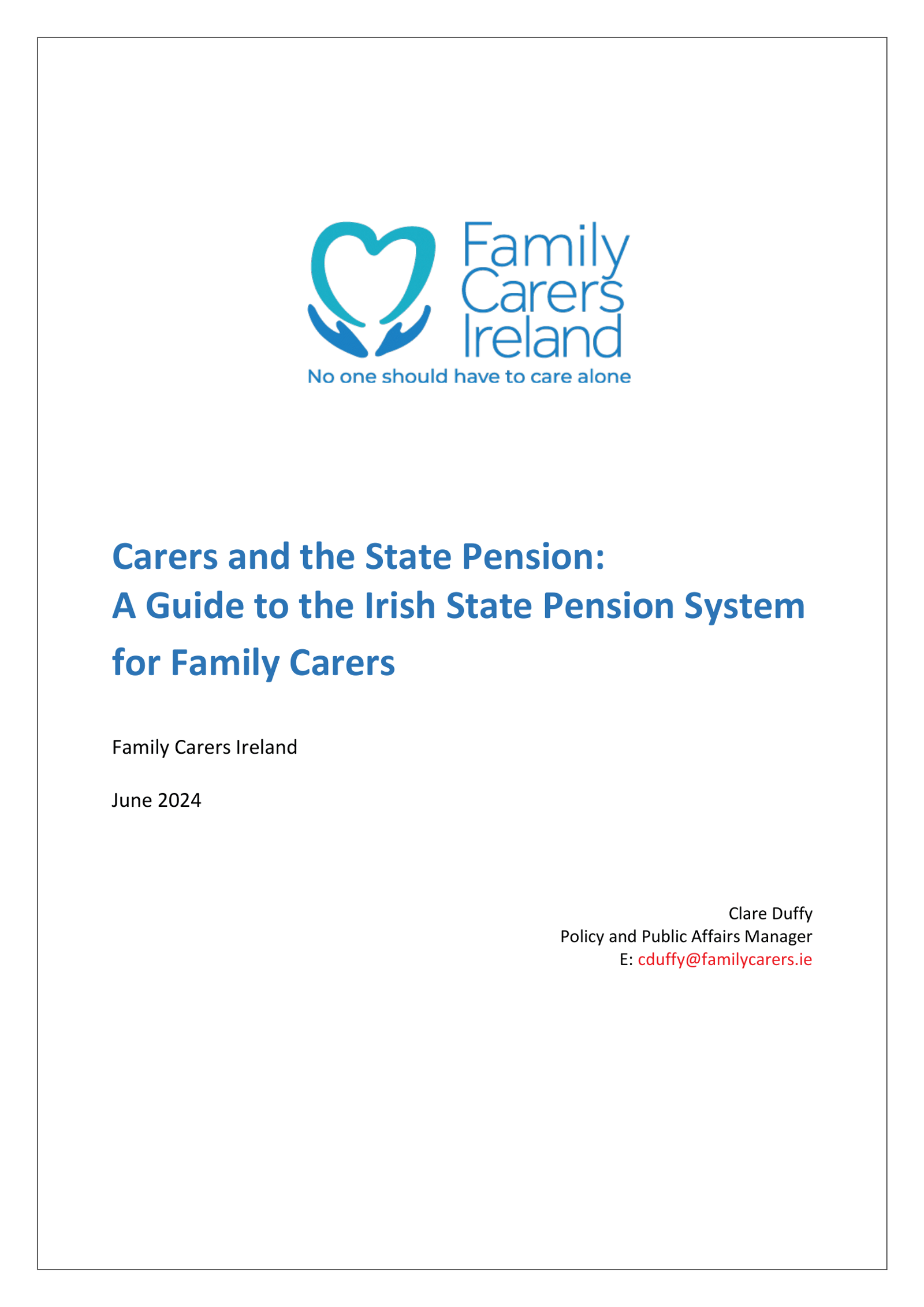 Carers and the State Pension: A Guide to the Pension System for Family Carers (2024)