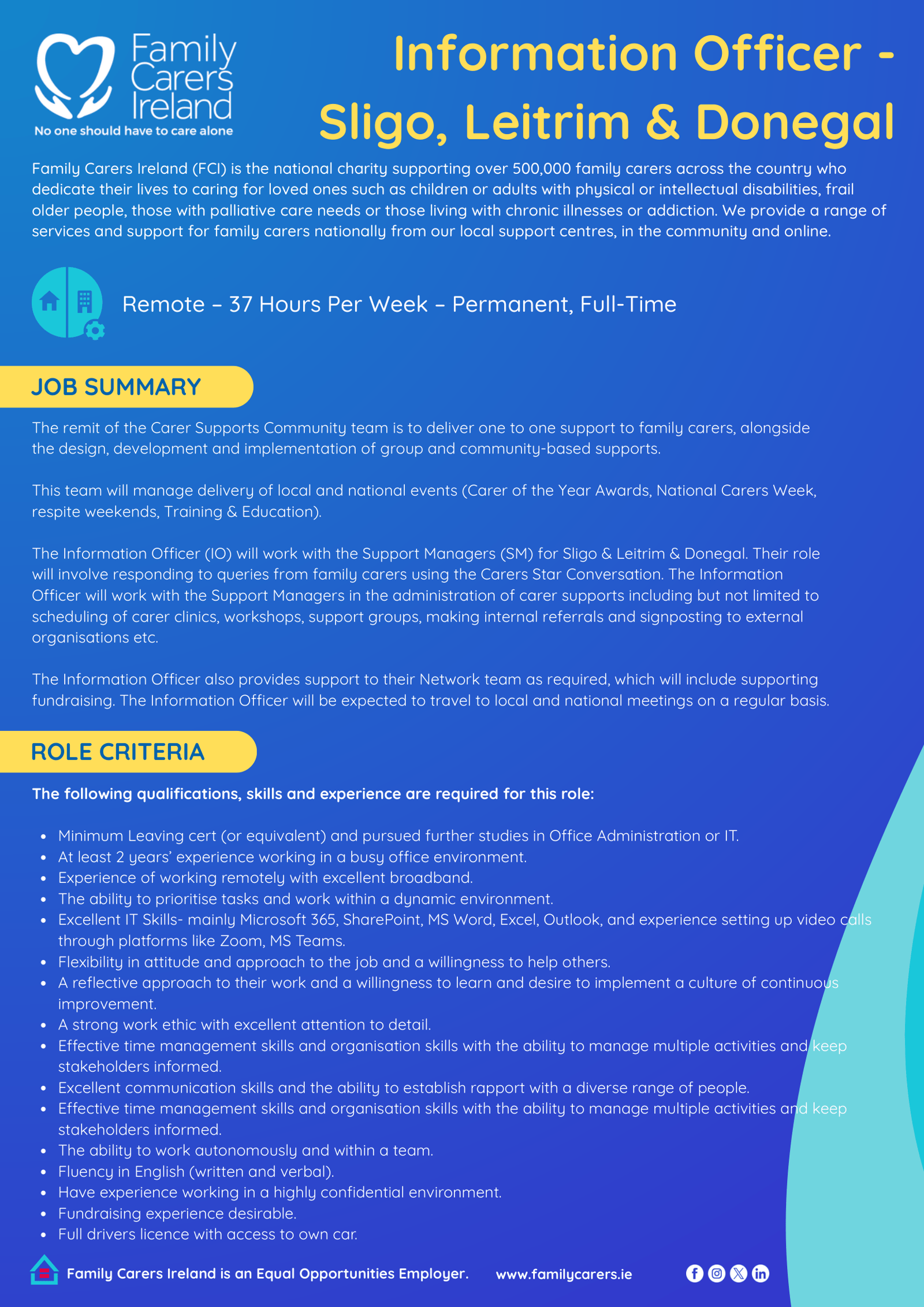 Information Officer - Sligo, Leitrim & Donegal