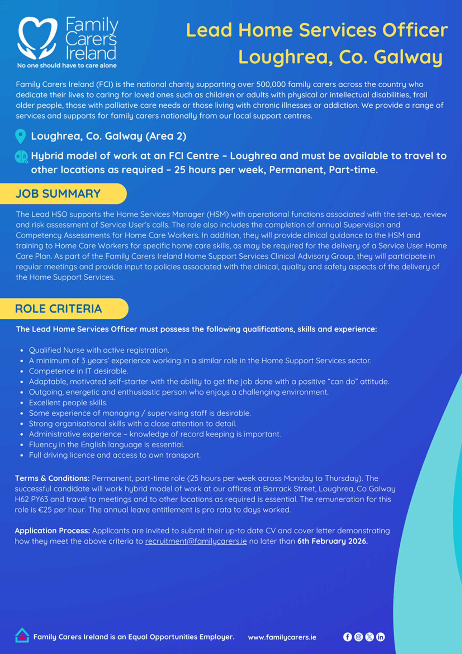 Lead Home Services Officer: Loughrea, Co. Galway