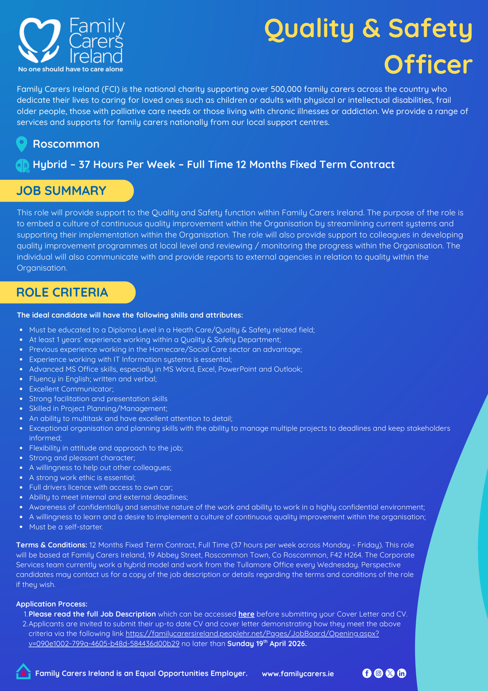 Quality & Safety Officer - Roscommon/Hybrid