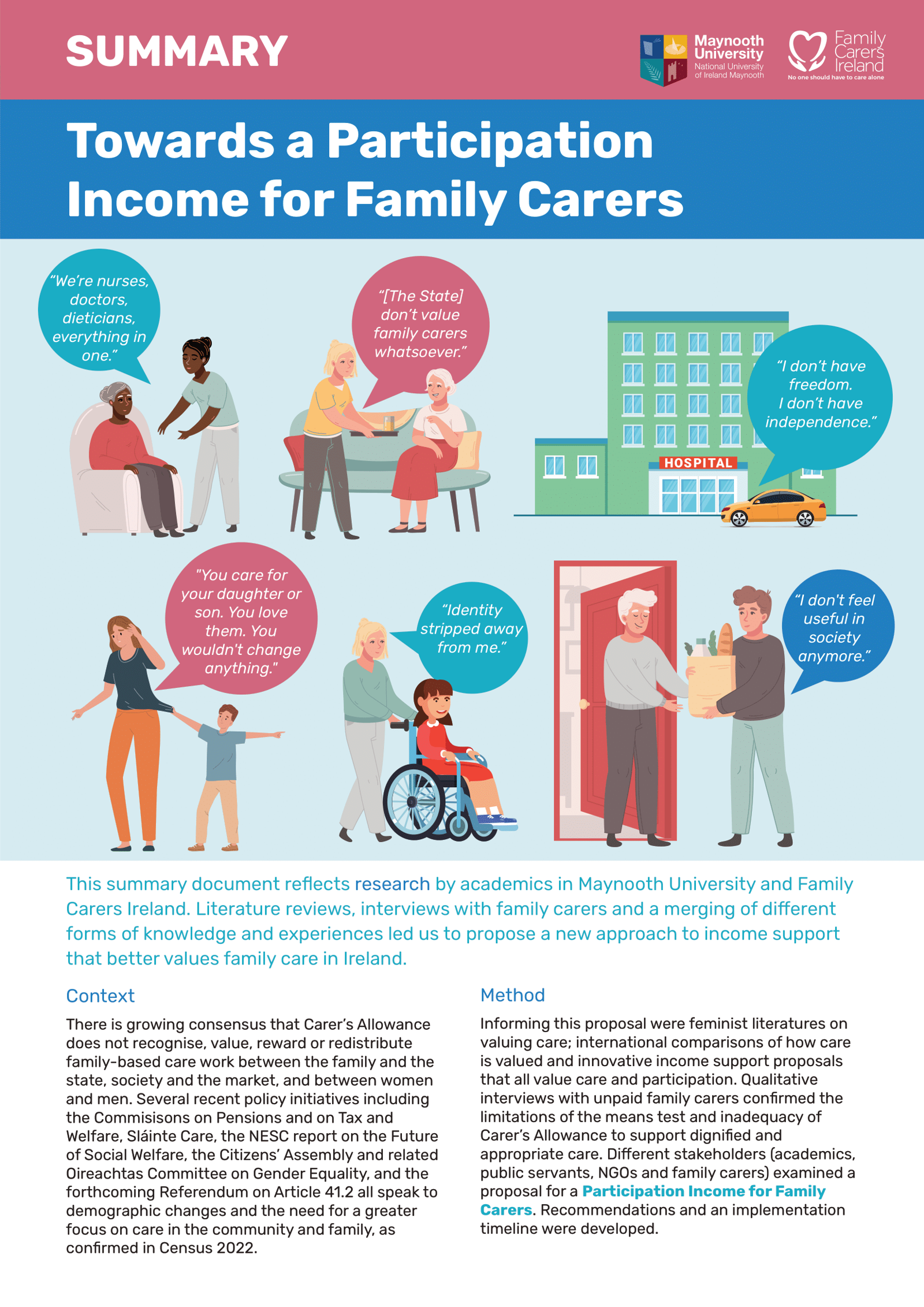 Towards A Participation Income For Family Carers Summary Report (2023)